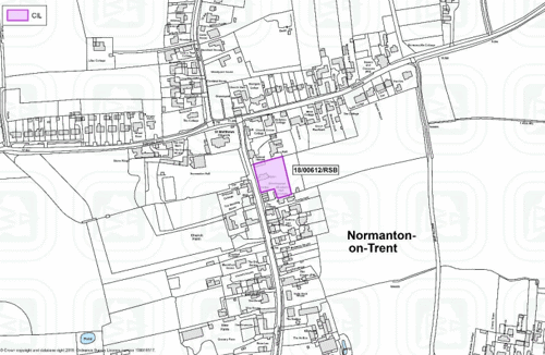 Map of Normanton-on-Trent showing developments where CIL monies have been collected from since adoption