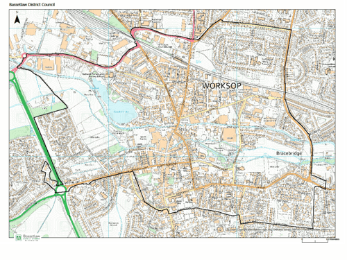 Map of Worksop Town Centre PSPO Designated Area