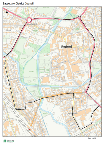 Map of the Retford PSPO Designated Area.